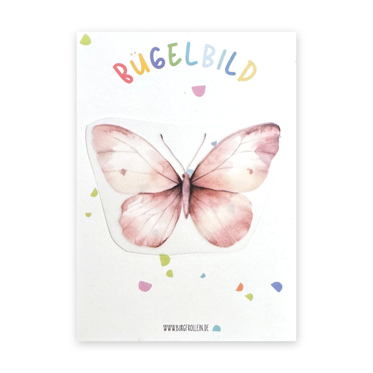 Bügelbild "Schmetterling rosa" zum Aufbügeln (A6) – Schmetterlings-Aufbügelmotiv für Kinderkleidung von Burgfrollein