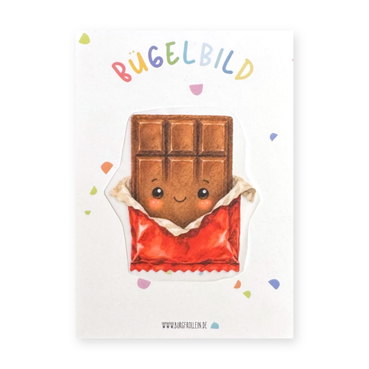 Bügelbild "Schokolade" zum Aufbügeln (A6) – Food-Aufbügelmotiv für Kinderkleidung von Burgfrollein