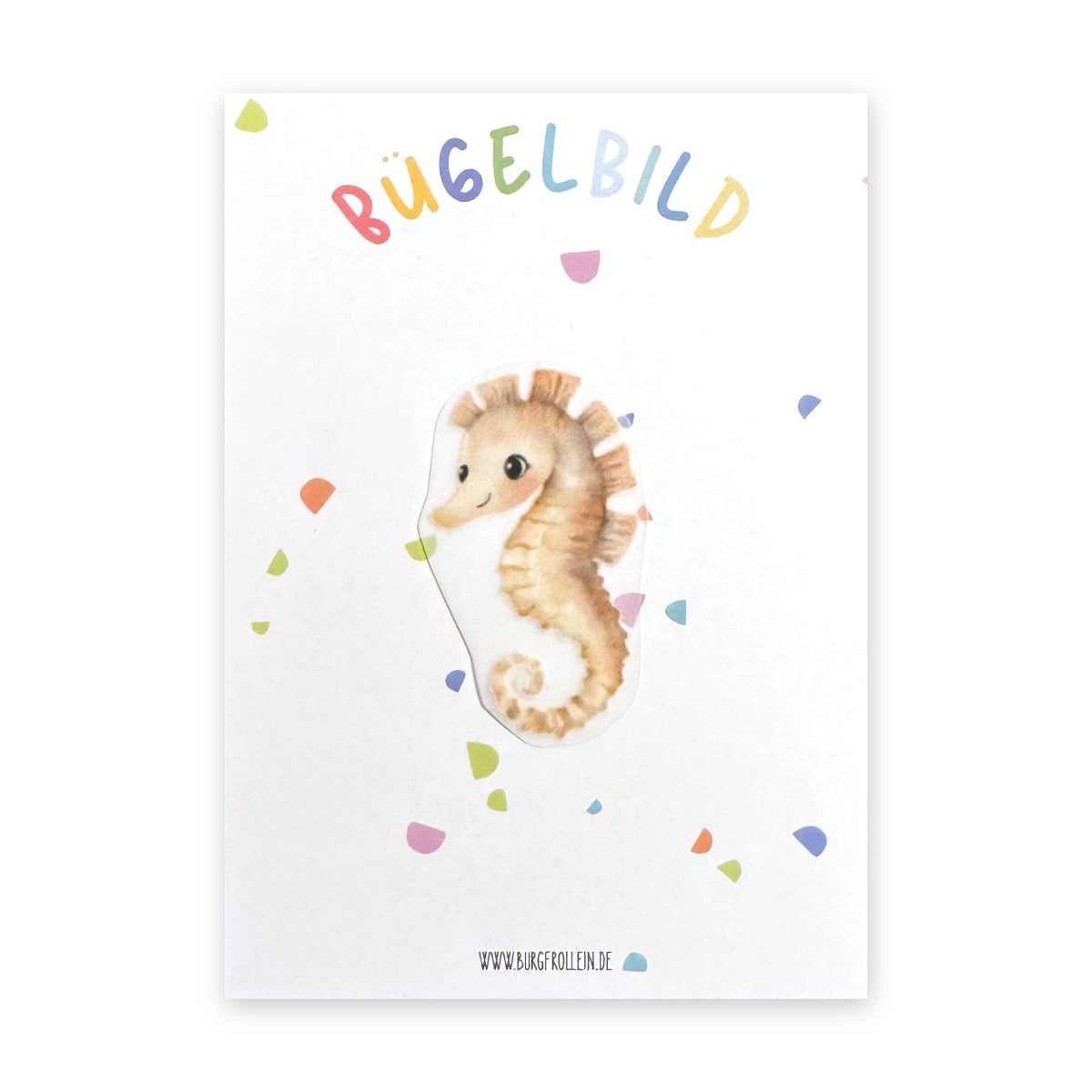 Bügelbild "Seepferdchen" zum Aufbügeln (A6) – Aufbügelmotiv für Kinderkleidung von Burgfrollein