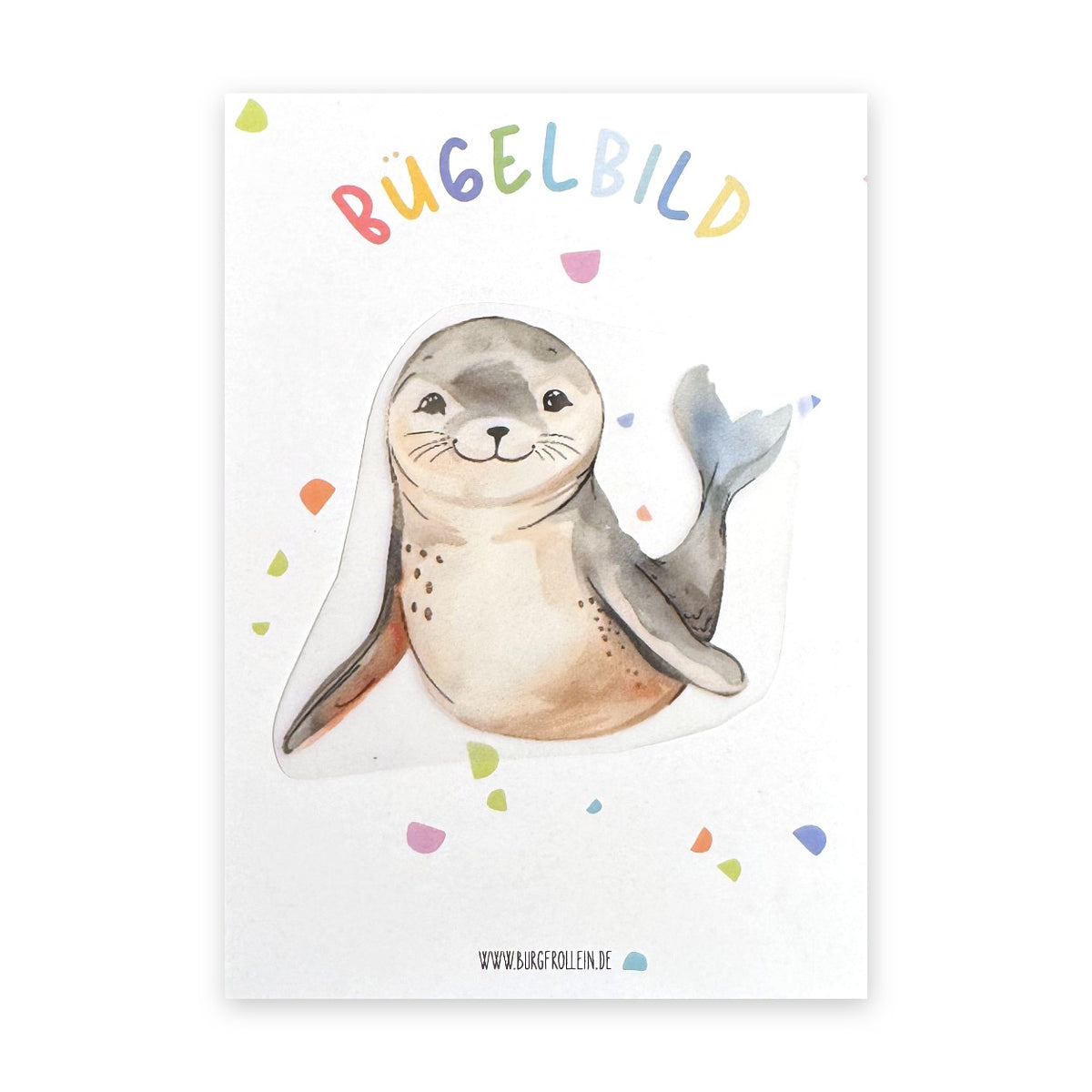 Bügelbild "Seerobbe" zum Aufbügeln (A6) – Aufbügelmotiv für Kinderkleidung von Burgfrollein