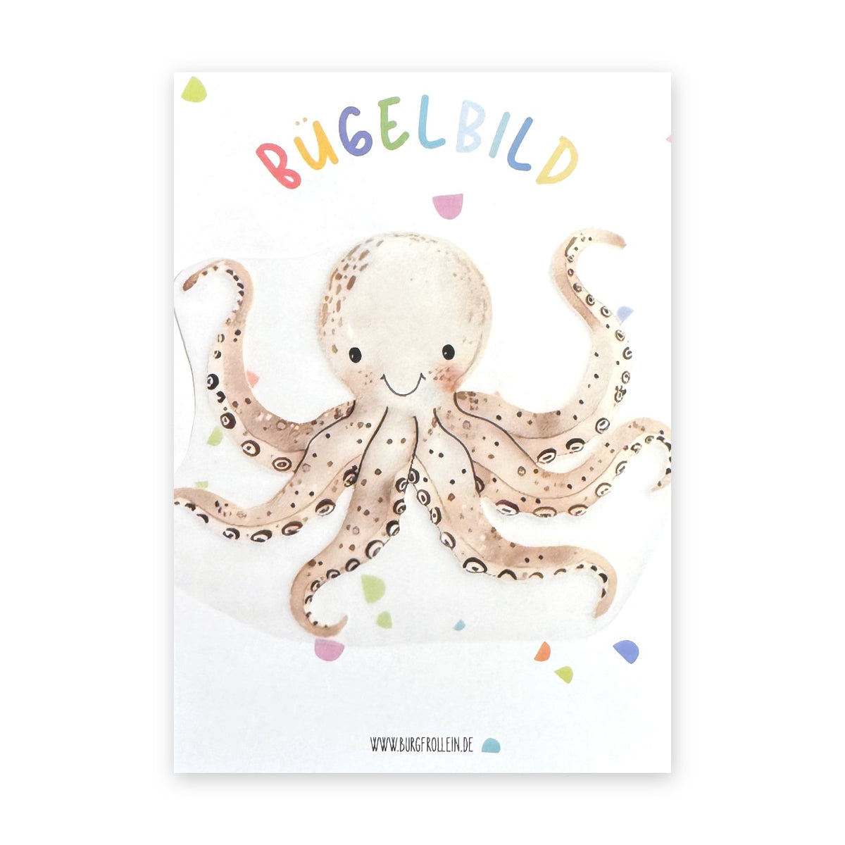 Bügelbild "Tintenfisch" zum Aufbügeln (A6) – Aufbügelmotiv für Kinderkleidung von Burgfrollein