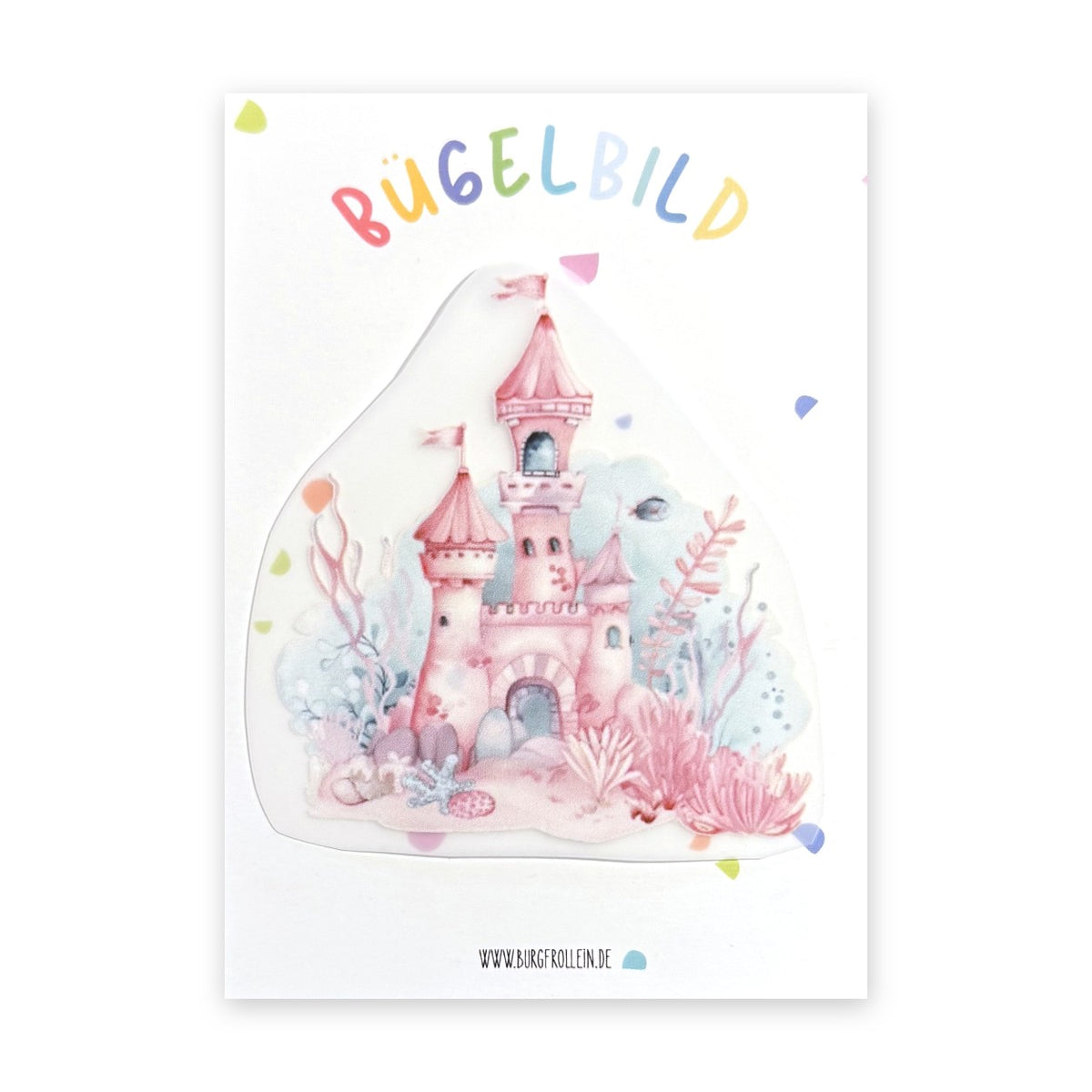 Bügelbild "Unterwasserschloss" zum Aufbügeln (A6) – Aufbügelmotiv für Kinderkleidung von Burgfrollein