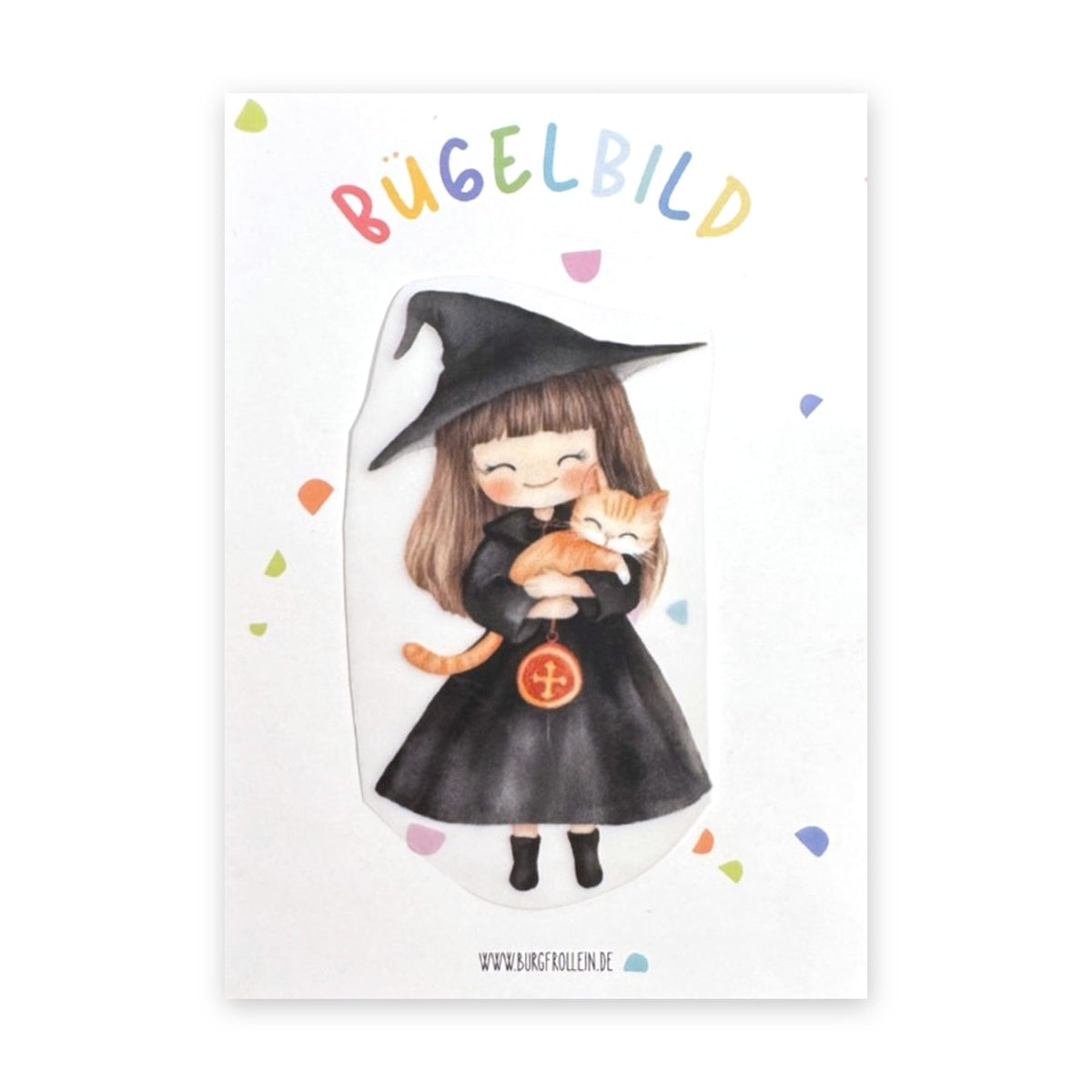 Bügelbild "Zauberin" zum Aufbügeln (A6) – Zauber-Aufbügelmotiv für Kinderkleidung, Geschenkidee für kleine Zauber-Fans von Burgfrollein