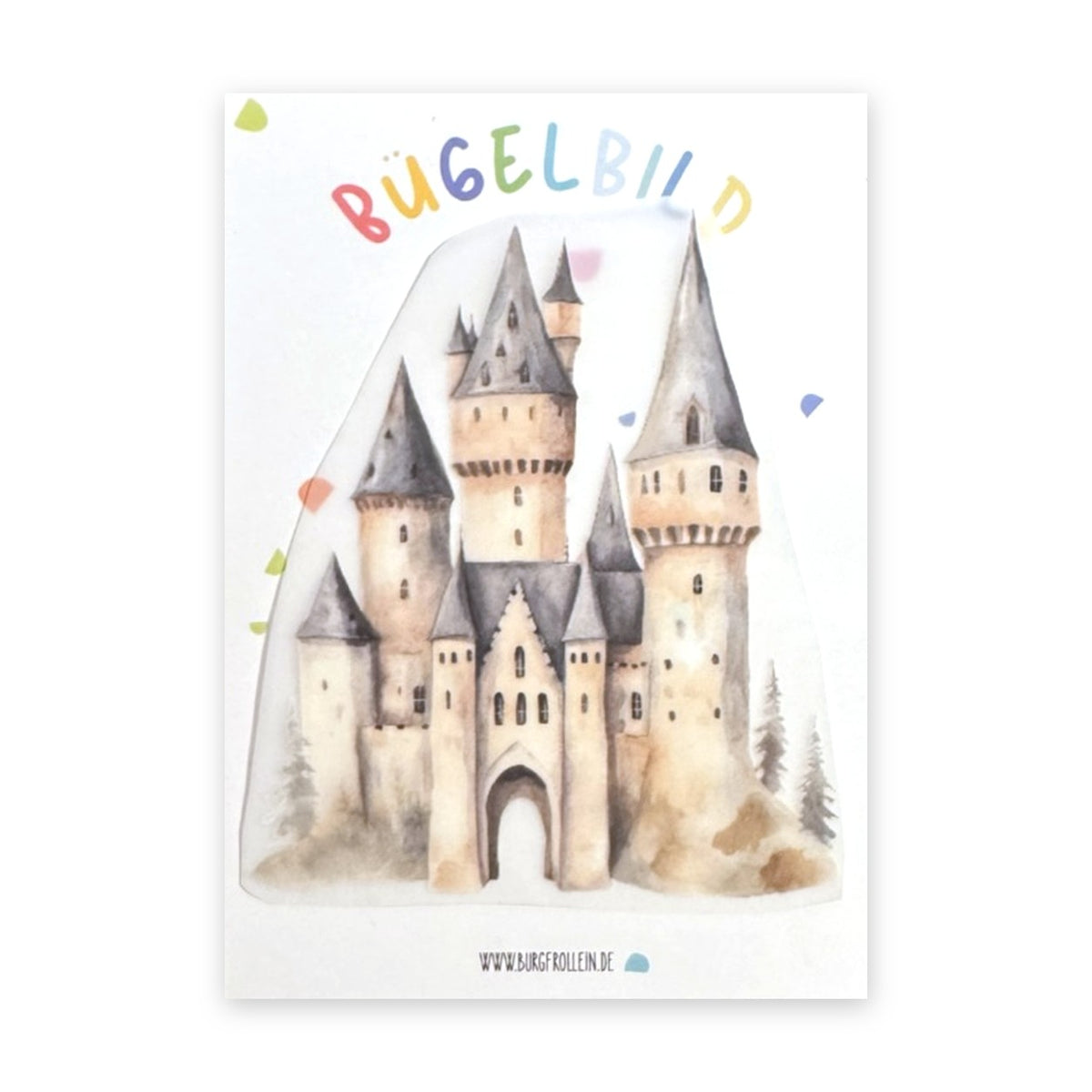 Bügelbild "Zauberschloss" zum Aufbügeln (A6) – Zauber-Aufbügelmotiv für Kinderkleidung, Geschenkidee für kleine Zauber-Fans von Burgfrollein