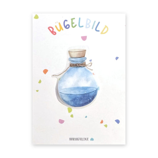 Bügelbild "Zaubertrank" zum Aufbügeln (A6) – Zauber-Aufbügelmotiv für Kinderkleidung, Geschenkidee für kleine Zauber-Fans von Burgfrollein