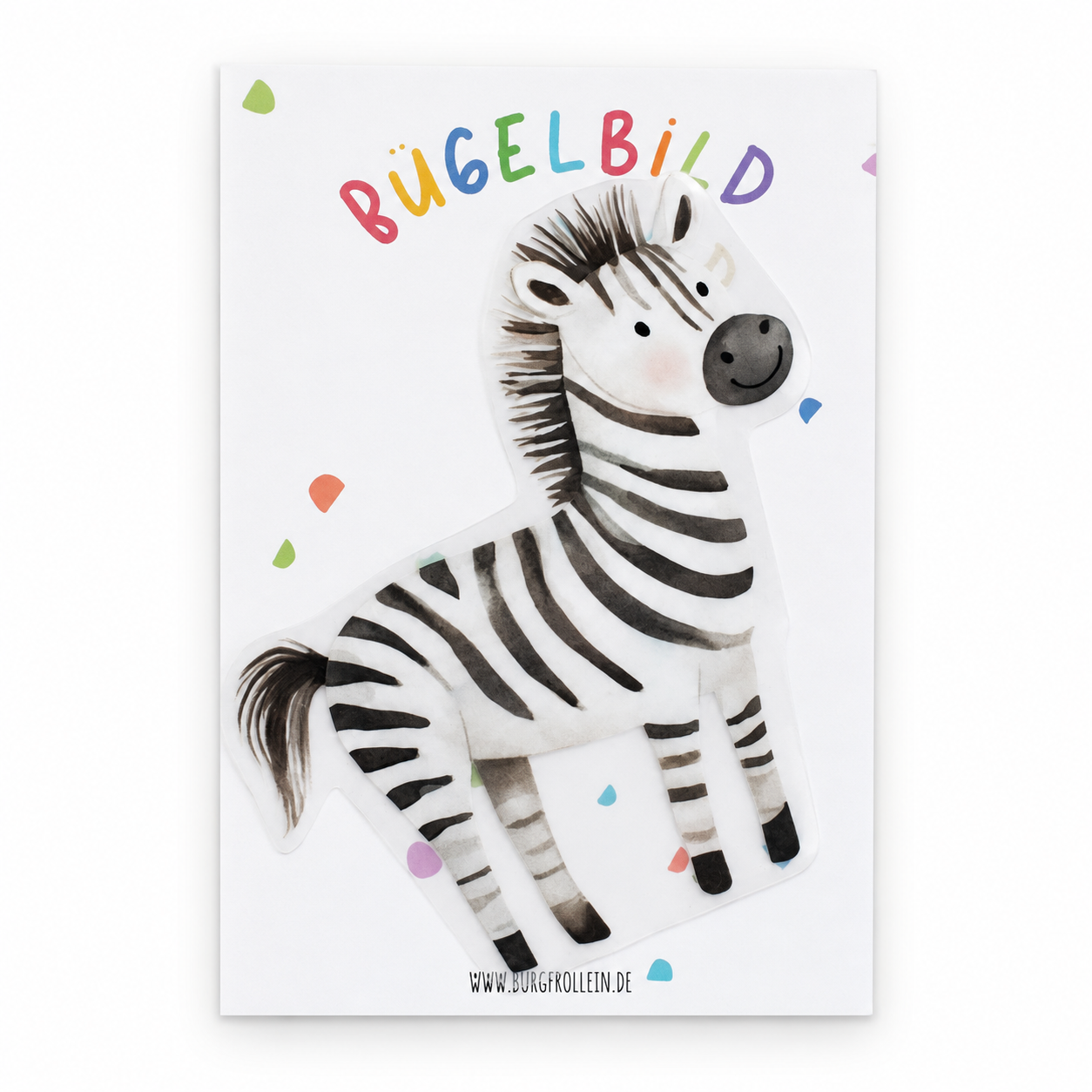 Bügelbild "Zebra" zum Aufbügeln (A6) – Tier-Aufbügelmotiv für Kinderkleidung von Burgfrollein