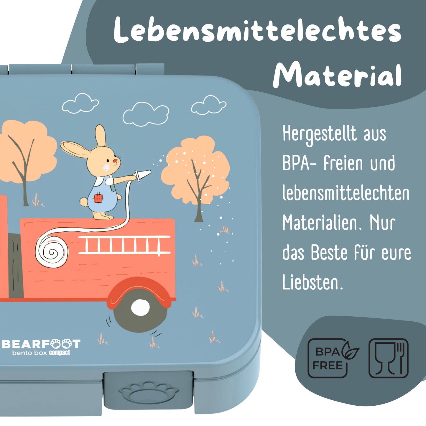Brotdose mit "Feuerwehr"-Motiv und Fächern, leicht & auslaufsicher, 650ml