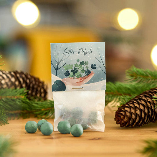 Glücksklee-Blumenmurmeln "Guten Rutsch" von Stadtgärtner