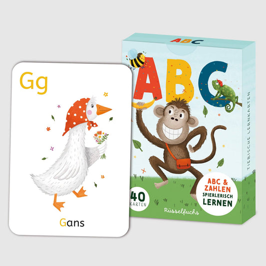 ABC-Kartenset mit 30 Buchstabenkarten und 10 Zahlenkarten von Rüsselfuchs