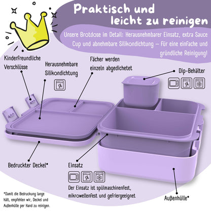 Brotdose mit "Meerjungfrau"-Motiv und Fächern, leicht & auslaufsicher, 650ml