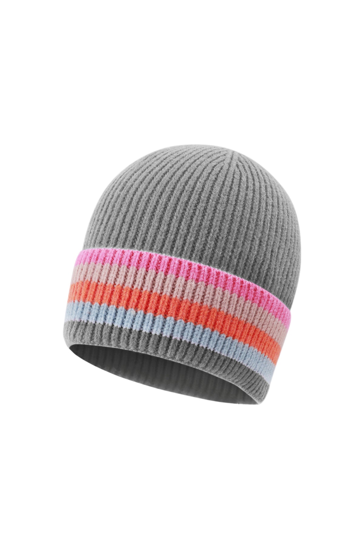 Strickmütze mit bunten Streifen, verschiedene Farben – Grau