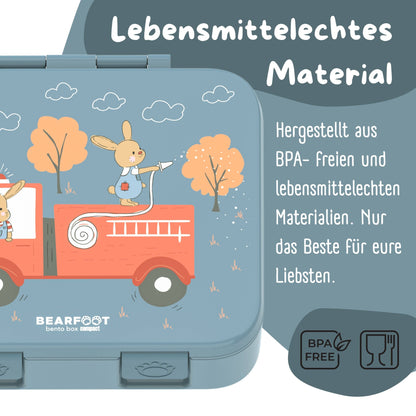 Brotdose mit "Feuerwehr"-Motiv und Fächern, leicht & auslaufsicher, 650ml