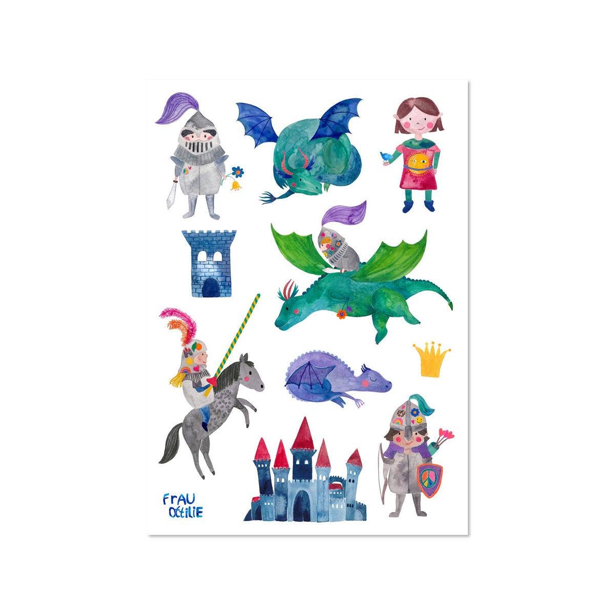 Spülmaschinenfeste Sticker mit Ritter-Motiv von Frau Ottilie