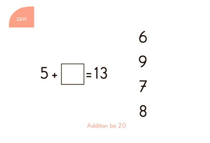 Kartensatz "Addition bis 20" für den Lochkasten (1. Klasse)