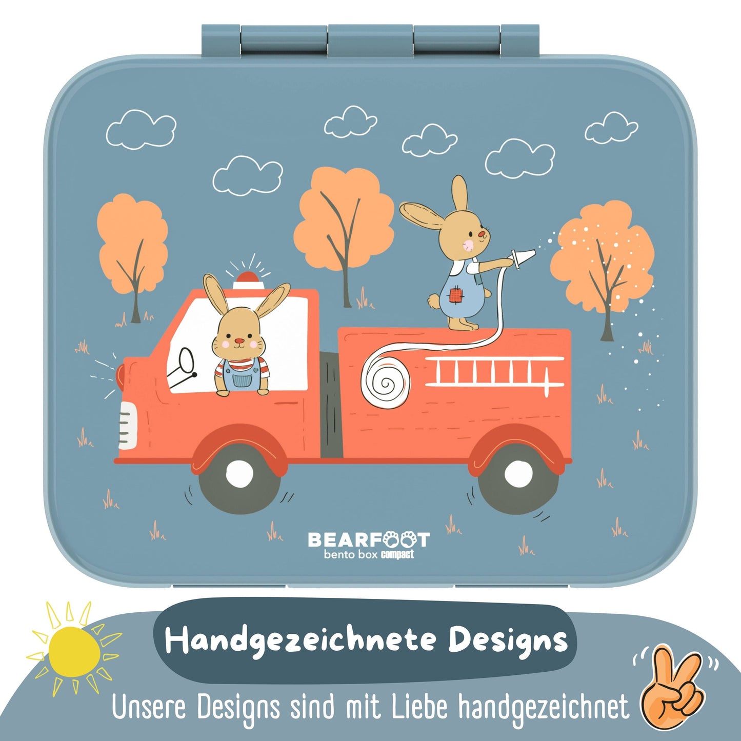 Brotdose mit "Feuerwehr"-Motiv und Fächern, leicht & auslaufsicher, 650ml