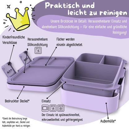 Brotdose mit "Meerjungfrau"-Motiv und Fächern, leicht & auslaufsicher, 650ml