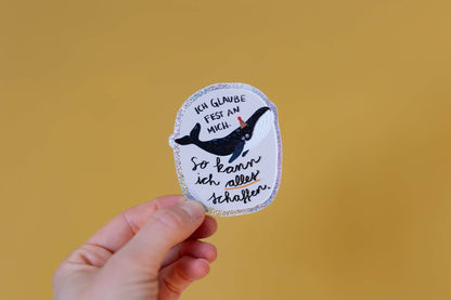 Wal-Glitzersticker "Ich glaube fest an mich" von Liesels Wicht