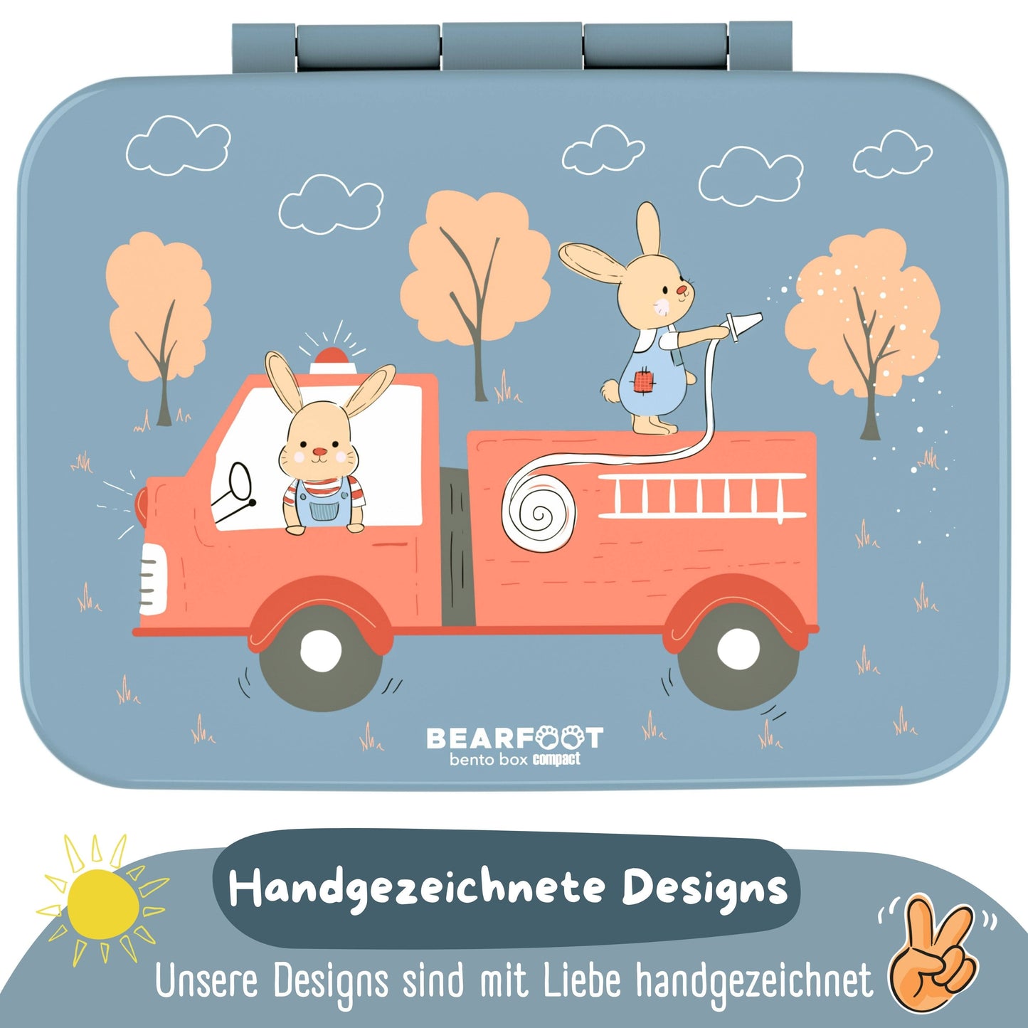 Brotdose mit "Feuerwehr"-Motiv und Fächern, leicht & auslaufsicher, 650ml