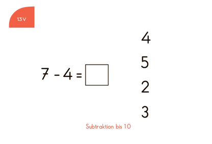 Kartensatz "Subtraktion bis 20" für den Lochkasten (1. Klasse)