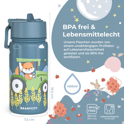 Thermo Trinkflasche mit Traktor Motiv für Kinder