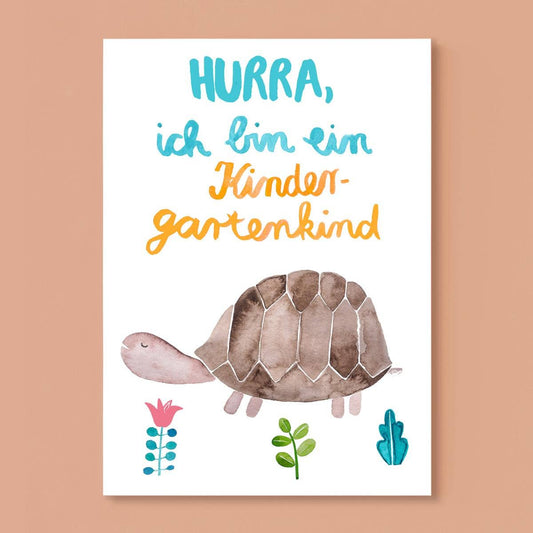 Postkarte "Kindergartenkind" mit Schildkröten-Motiv von Frau Ottilie