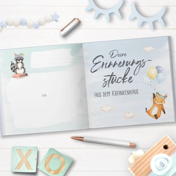Blaues Babybuch "Hallo kleiner Schatz" - perfekt als Geschenkidee zur Geburt