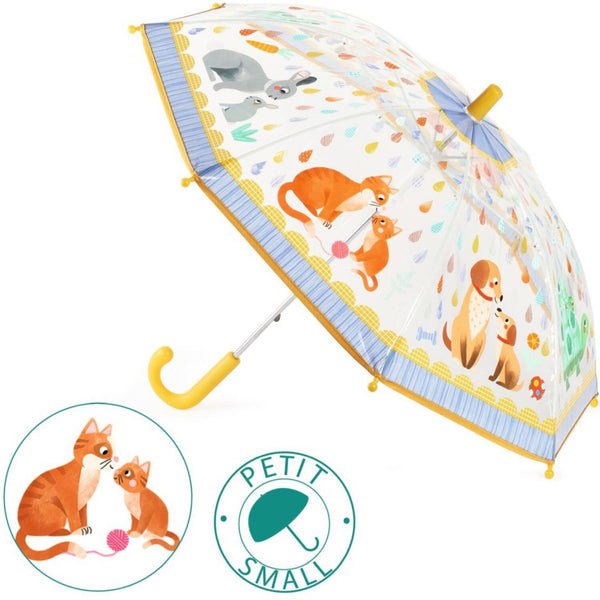 Durchsichtiger Regenschirm mit Tierbaby-Motiv für Kinder