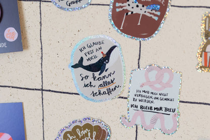 Wal-Glitzersticker "Ich glaube fest an mich" von Liesels Wicht