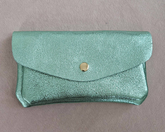 Große Royal Marais Leder-Geldbörse in Mint mit Metallic-Finish