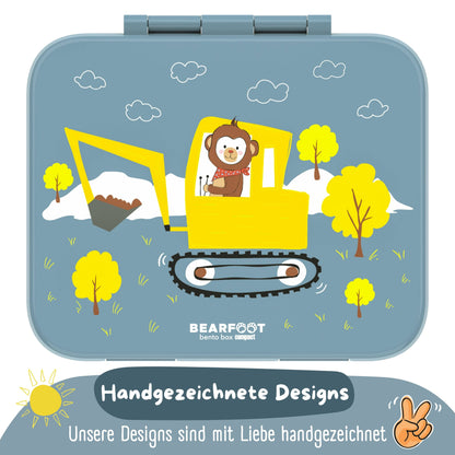 Brotdose mit "Bagger"-Motiv mit Fächern, leicht & auslaufsicher, 650ml