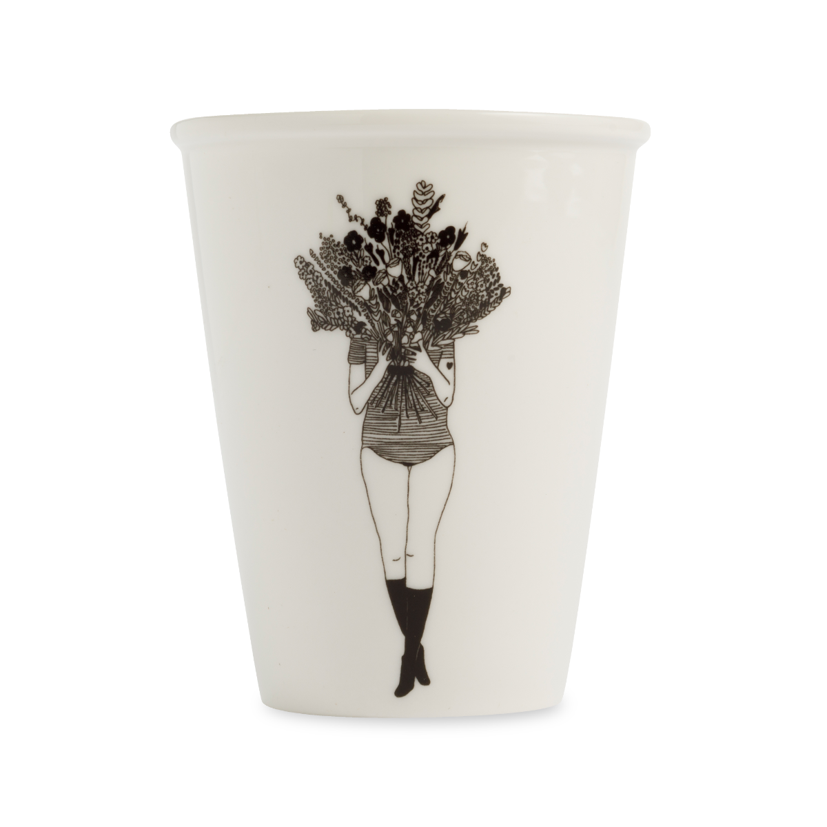 Tasse "Mädchen mit Blumenstrauß" aus Porzellan von Helen B.