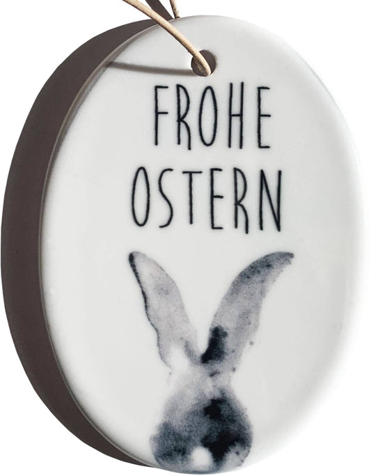 Ei-Anhänger "Frohe Ostern" aus Keramik von coopz