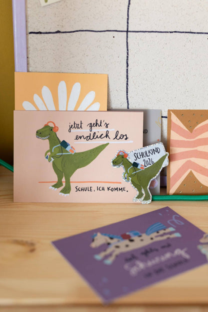 Dinosaurier-Glitzersticker "Schulkind 2026" von Liesels Wicht