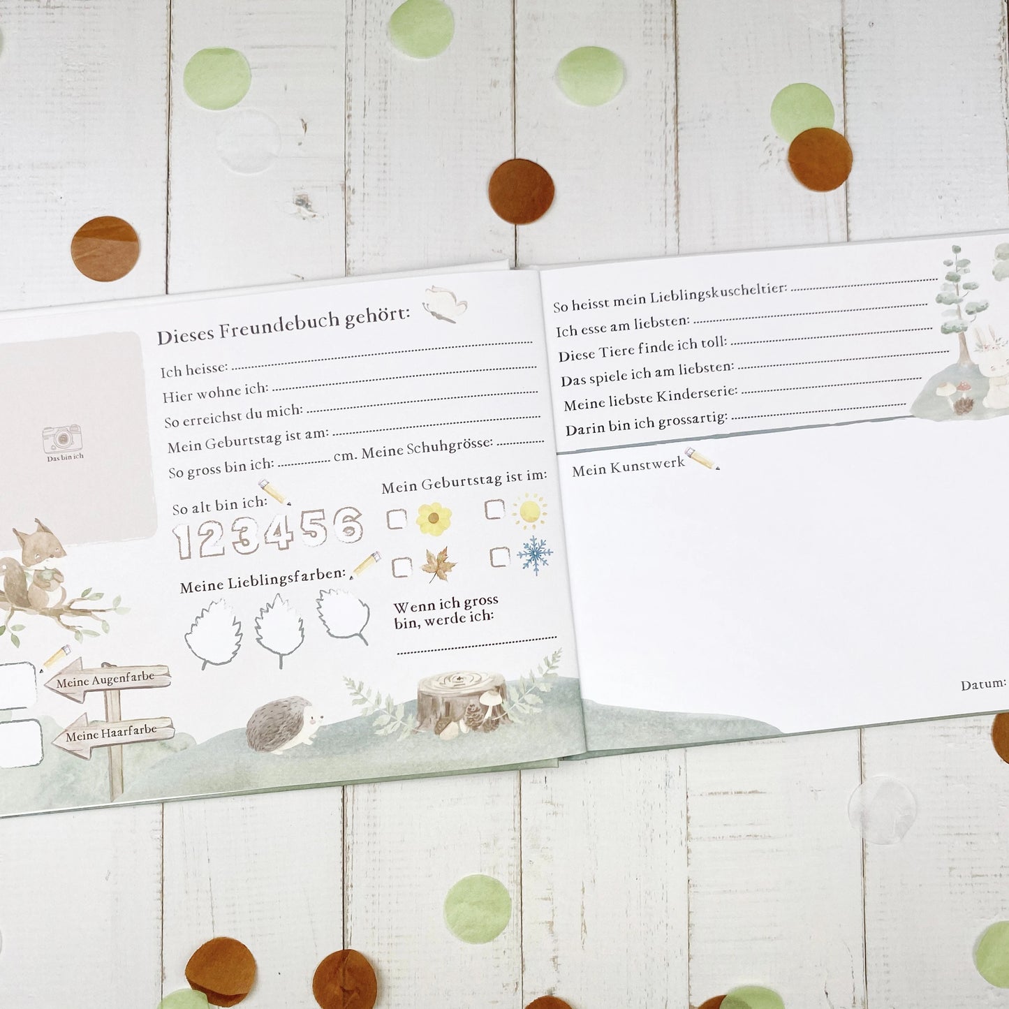 Kindergarten Freundebuch "Waldtiere" - perfekt als Geschenkidee für Jungen & Mädchen