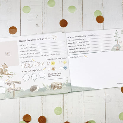 Kindergarten Freundebuch "Waldtiere" - perfekt als Geschenkidee für Jungen & Mädchen