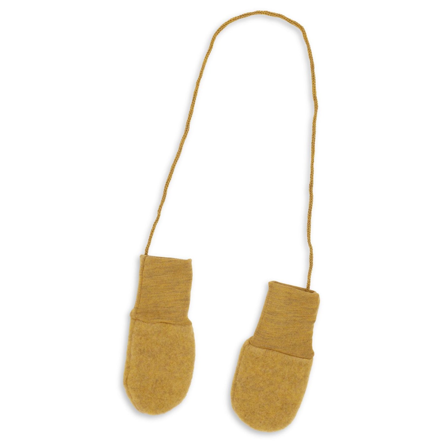 Senfgelbe "Baby-Fäustlinge" ohne Daumen von Engel aus Schurwolle