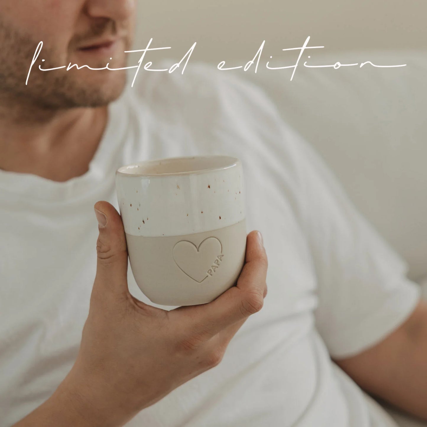 Eulenschnitt grosses Herz Becher mit Papa-Prägung – limited edition Geschenk zum Vatertag