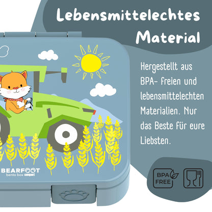 Brotdose mit "Traktor"-Motiv mit Fächern, leicht & auslaufsicher