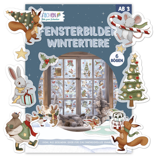 Wiederverwendbare Fensterbilder "Wintertiere" von Papierdrachen