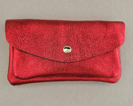 Große Royal Marais Leder-Geldbörse in Rot mit Metallic-Finish