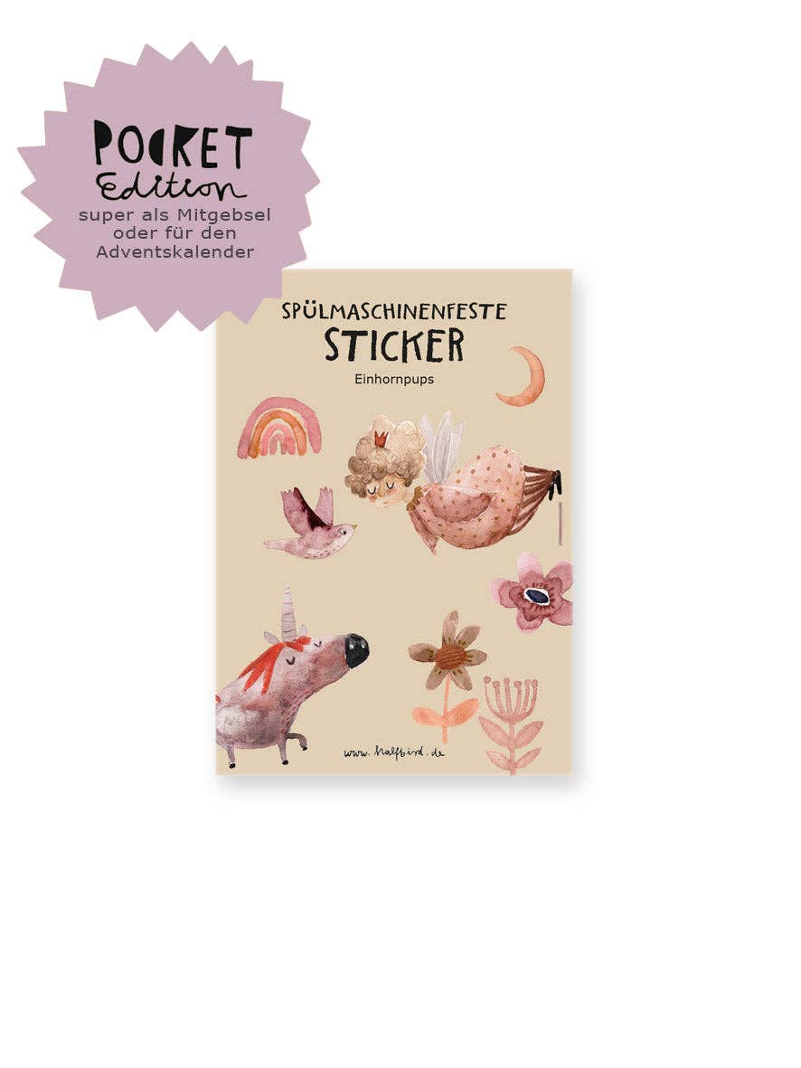 Spülmaschinenfeste Sticker "Einhornpups" von Halfbird, Pocket Edition