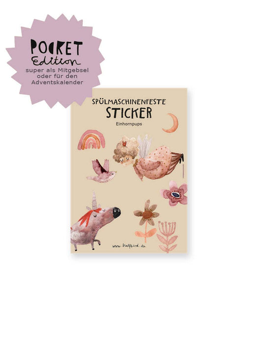 Spülmaschinenfeste Sticker "Einhornpups" von Halfbird, Pocket Edition