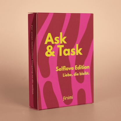 Finimi Ask & Task Selflove Edition Kartenspiel in Pink – liebevolles Geschenk zu Weihnachten oder Muttertag für mehr Selbstliebe und Achtsamkeit