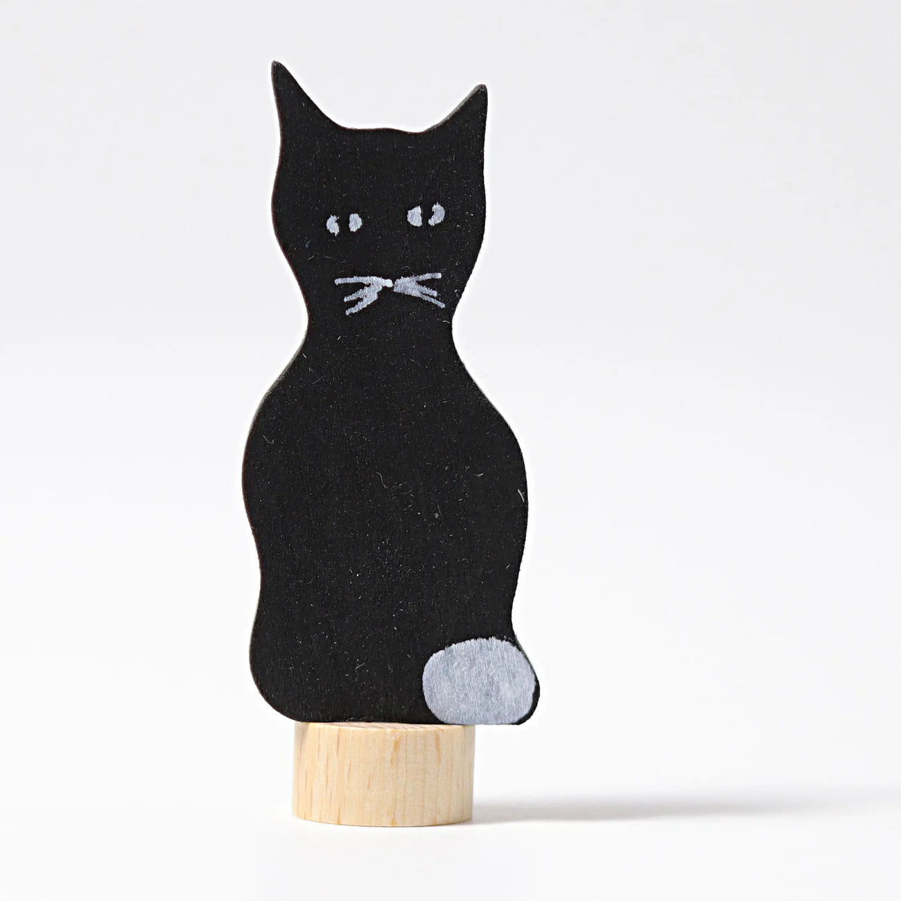 Grimms Stecker schwarze Katze für den Festtagsring – Holzfigur zum Stecken für Geburtstagsring und Jahreszeitentisch