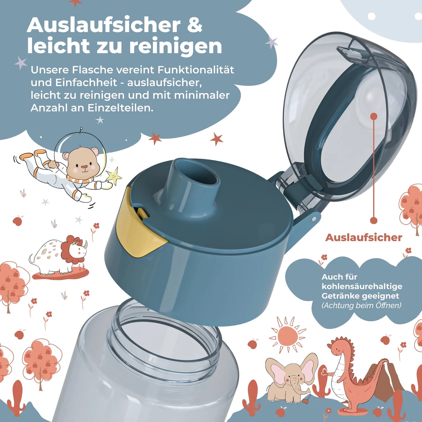 Auslaufsichere Trinkflasche mit Traktor-Motiv für Kinder