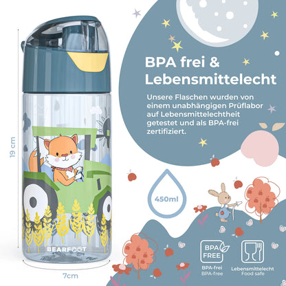 Auslaufsichere Trinkflasche mit Traktor-Motiv für Kinder