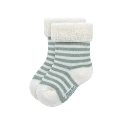 Grün-weiß gestreifte Babysocken – enthalten im 3er Set „Hund" von Lässig, weiche Terry-Erstlingssöckchen für Babys