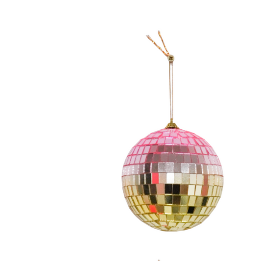 Discokugel „für gute Laune“ von House Vitamin (8 cm) in Rosa und Gold mit Aufhängeschlaufe – funkelnder Hingucker als Weihnachtsdeko, Wohnungsdeko oder Geschenkidee