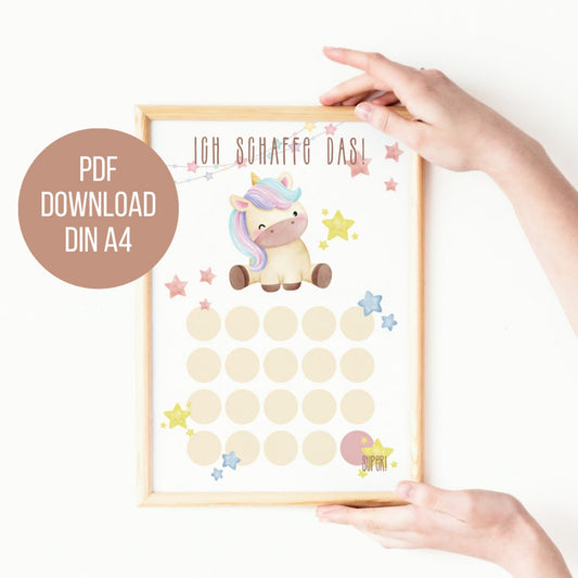 DIGITALE DATEI: Belohnungsplan "Einhorn" für Kinder