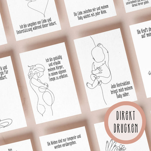 DIGITALE DATEI: Affirmationskarten für die Schwangerschaft und die Geburt